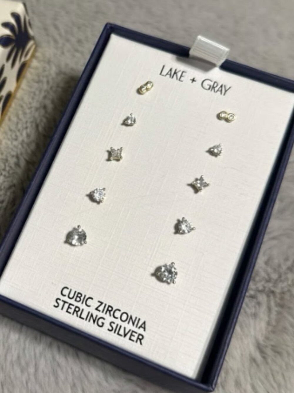 Lake + Gray Sterling Silver Earrings 5 pair set gold plated 925. NWT